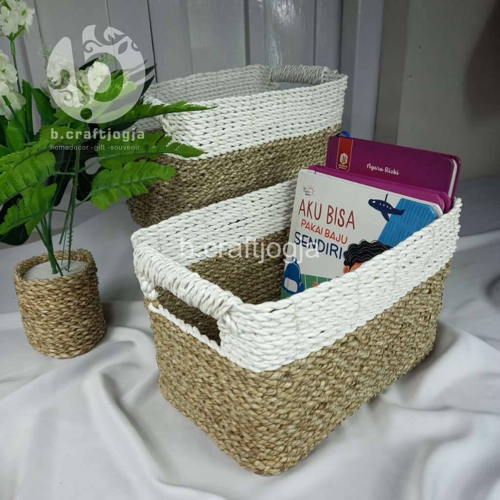 Tempat Buku Keranjang Mainan Anak Anyaman Seagrass Box Serbaguna Kerajinan Anyaman B Craft Jogja