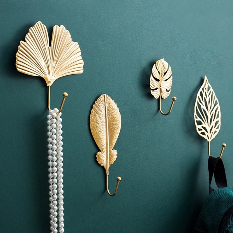 [1Pc Home Creative Leaf Shape Mini Storage Hooks] [Multifunction Bathroom Kitchen Self Adhesive Nail-Free Door Hanger Hook]