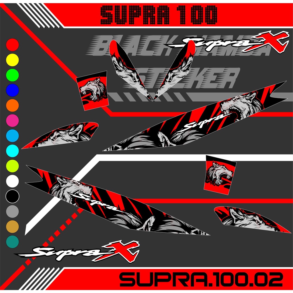 Striping SUPRA X 100CC lama - SUPRA FIT LAMA - sticker decal supra list variasi honda supra wolf 02
