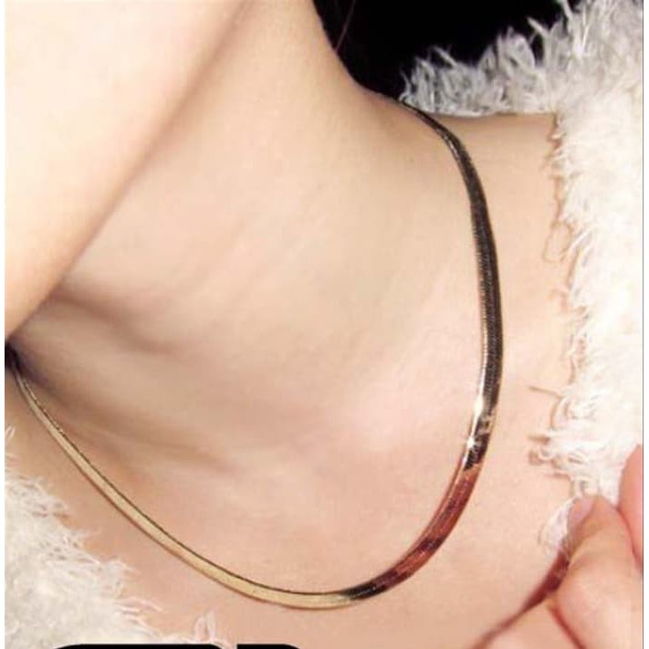 Kalung titanium gold anti karat motif gepeng kilat