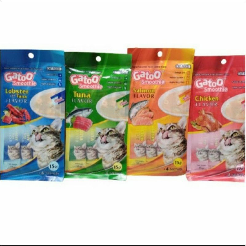 Snack Kucing Gatoo Smoothies 4x15gr / Cemilan Kucing / Snack Kucing / Treats Kucing