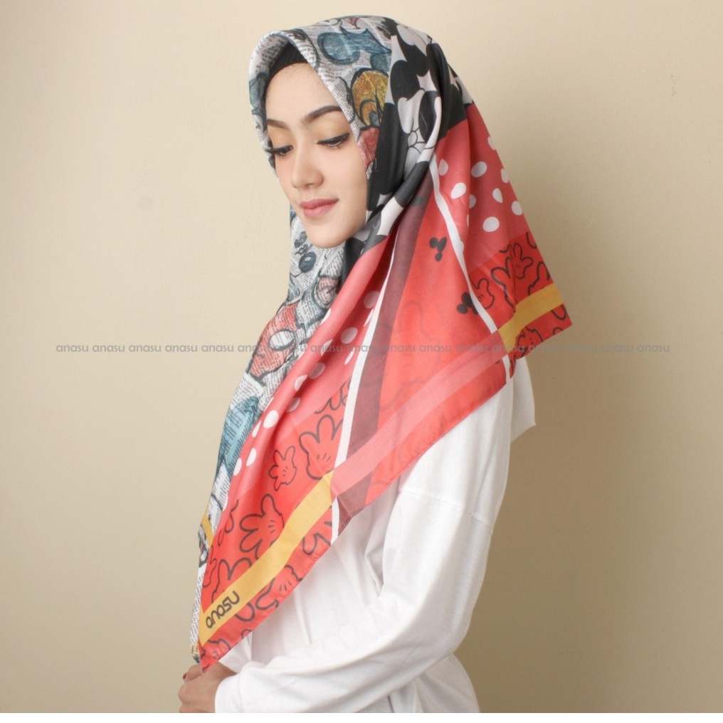 Voal Print scarf motif mickey mouse 097 Termurah by anasu