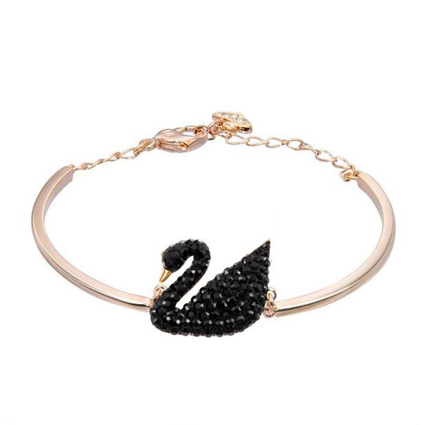 Gelang 2021 Korea Temperamen Fashion Angsa Hias Berlian imitasi Mode Eropa dan Amerika Bangle-Hitam