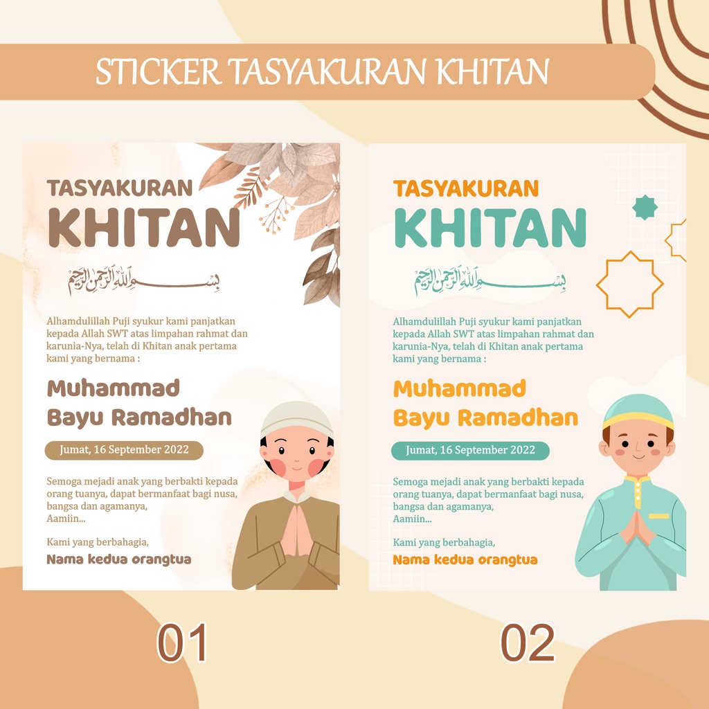 

STICKER TASYAKURAN KHITANAN /STICKER SYUKURAN KHITAN / STICKER KHITAN / STICKER KHITAN NASI BOX / STICKER TASYAKURAN KHITAN MURAH / STIKER WALIMATUL KHITANAN / STIKER TASYAKURAN MURAH /STIKER TASYAKURAN KHITAN CUSTOM MURAH