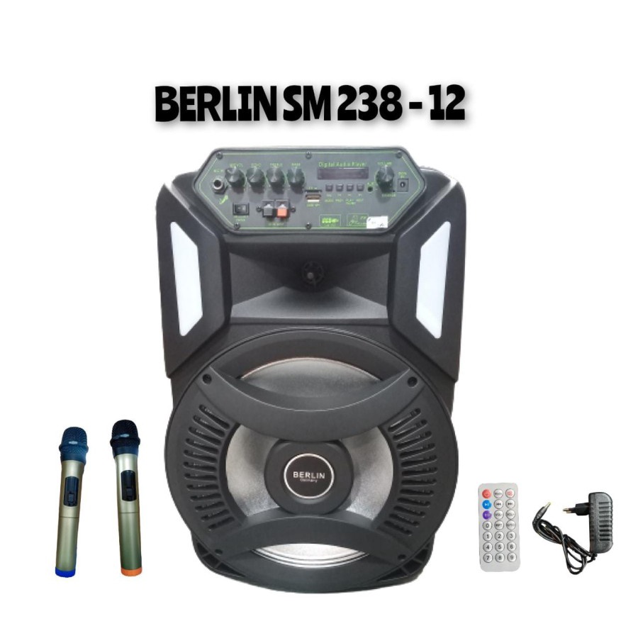 SPEAKER AKTIF 12 INCH BERLIN SM 238 - 12 USB BLUETOOTH TROLLEY SPEAKER