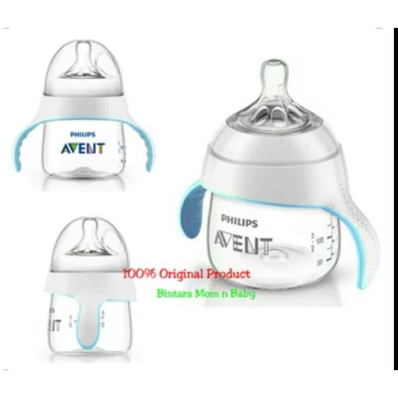 Philips Avent Premium Natural Trainer Cup 4m+ / Botol Susu Avent Handle Training dengan dipasang Sippy