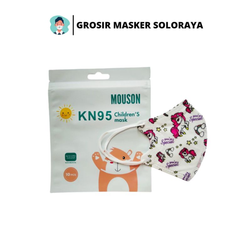 [MOUSON] Masker KN95 Anak, KN95 Pro Model Duckbill (Motif Mobil / Motif Kuda My Little Ponny / Dino)