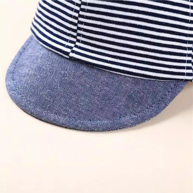 TOPI ANAK BAYI STRIPE SALUR TOPI BASEBALL COTTON MIX DENIM LEMBUT BAYI