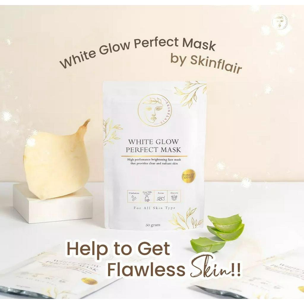READY! SKINFLAIR WHITE GLOW PERFECT MASK POWDER MASKER WHITENING GLOWING BY SKINFLAIR MASKER TONE UP PENCERAH KULIT