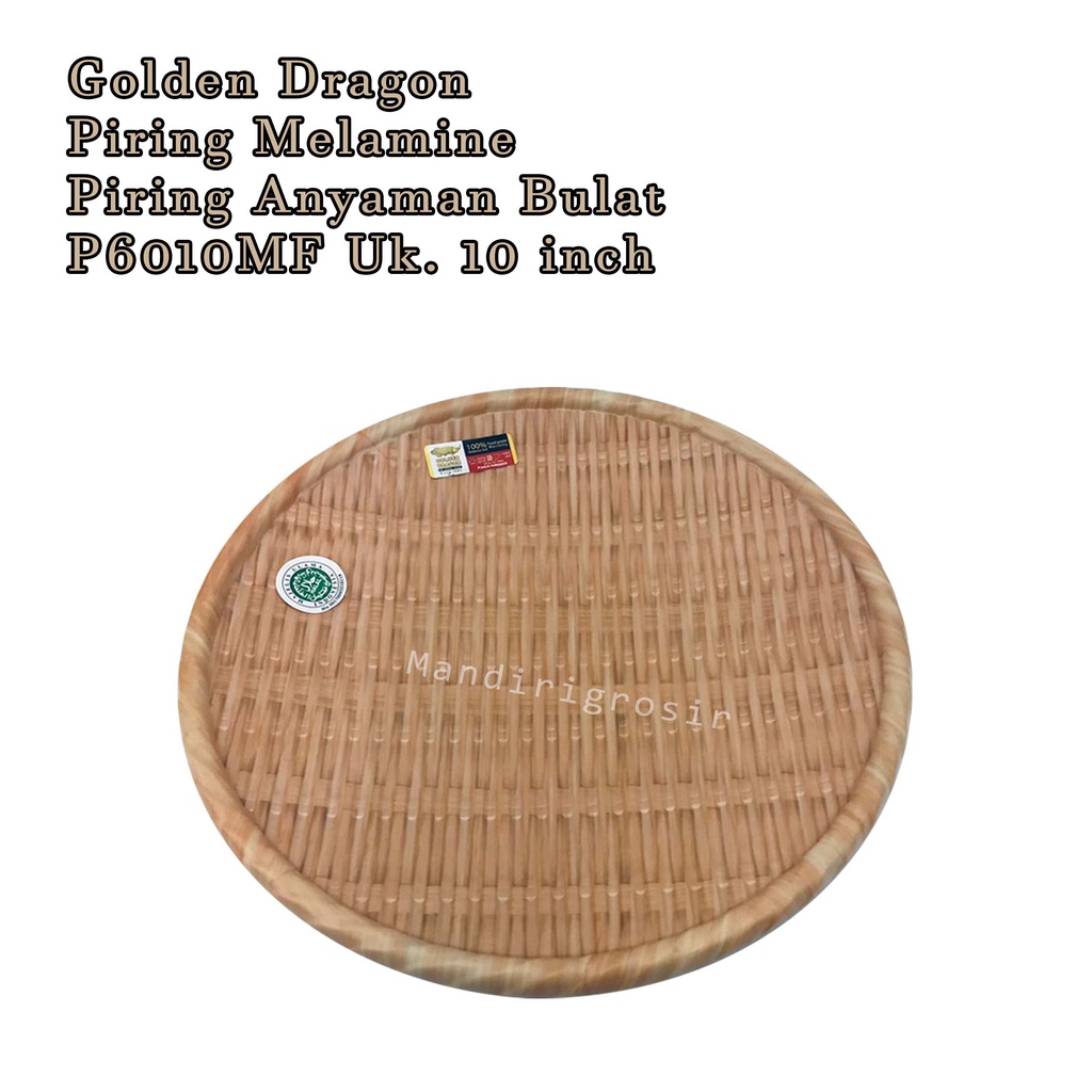 Golden Dragon * Piring Melamine * Piring Anyaman Bulat * P6010MF * Uk. 10 inch