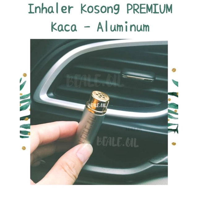 Nasal Inhaler Kosong Premium Kaca Alumunium List Silver Empty Inhaler 2 Kapas Cotton Wicks Bealeoil