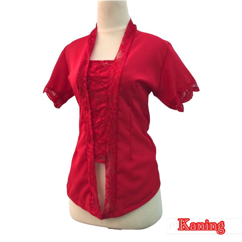 Kebaya bali moscref kombinasi brokat lengan pendek