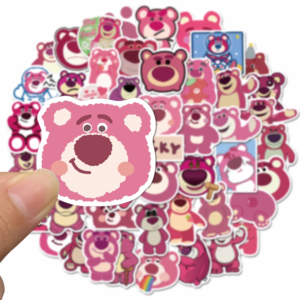 50pcs Stiker Motif Kartun Beruang Strawberry Lucu Anti Air Untuk Laptop