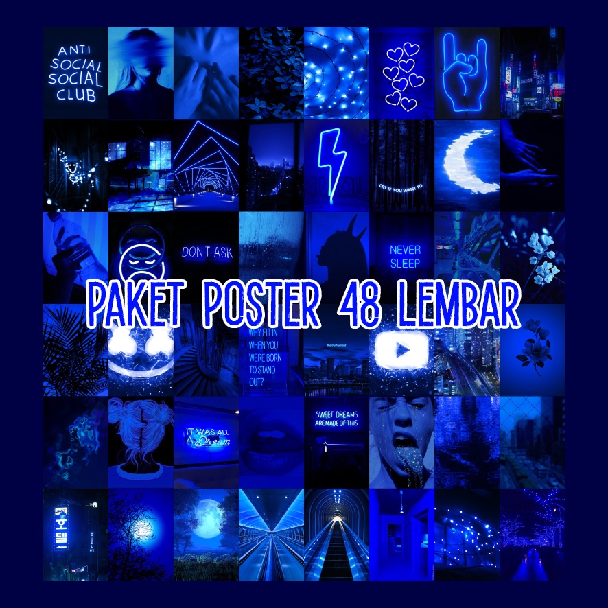 Poster Aesthetic Deep blue Retro Band Vintage Hiasan kamar Dinding cowok