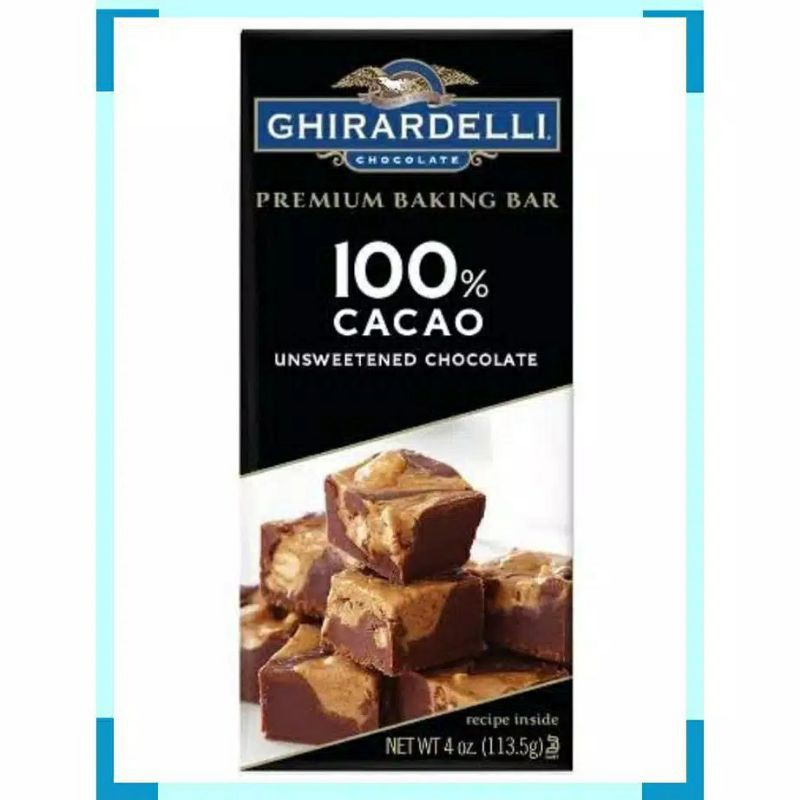 

Ghirardelli Premium Baking 100% Cacao Unsweetened Chocolate Bar Cokelat Tanpa Gula Aman Diabetes