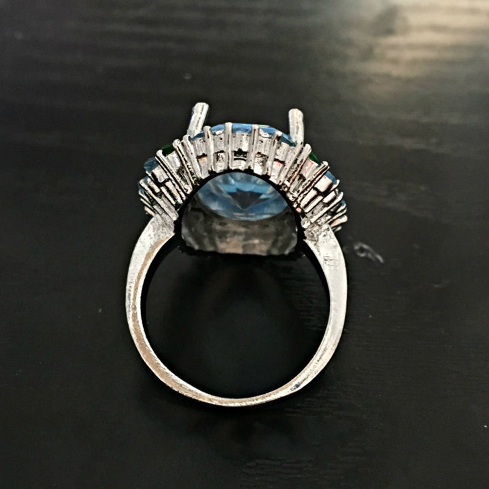 Hu Hu Hu Hu Hu Alat Bantu Pasang Kacamata♡ Cincin Wanita Desain Bunga Hias Zamrud Aquamarine Imitasi Gaya Mewah Untuk Pernikahanpestahadiah