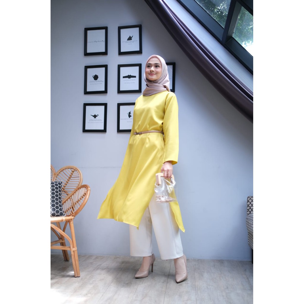 Femes Atasan Tunik Belah Polos / Long Tunik Wanita-2