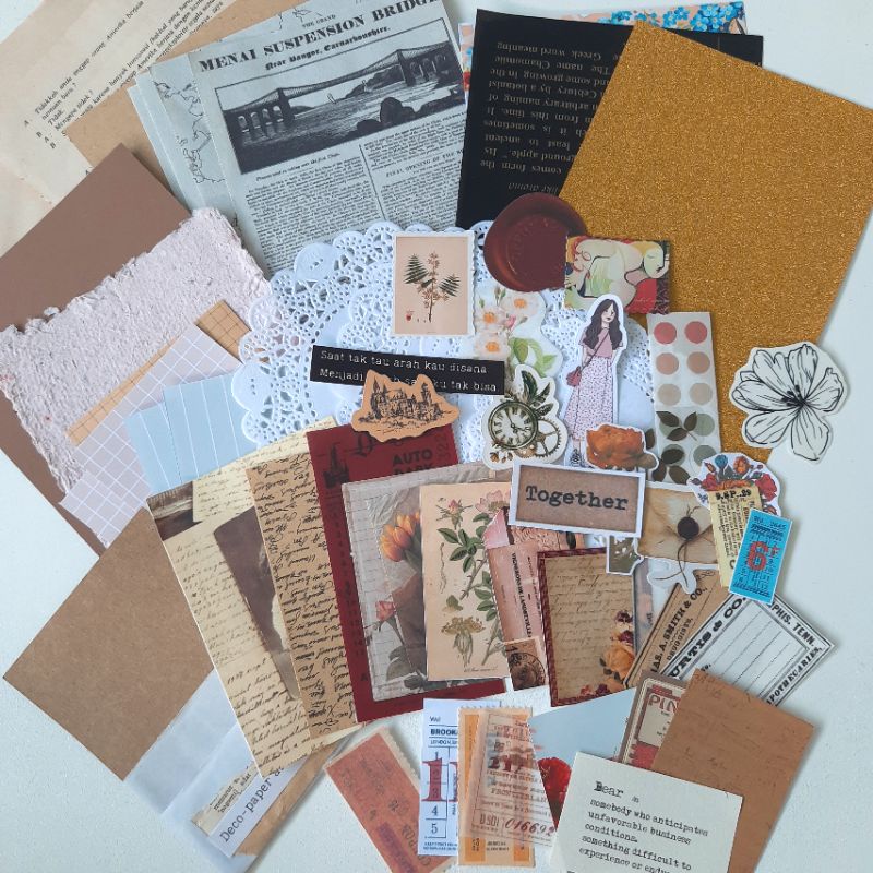

Journal Kit Vintage Theme 60++/Bullet Journal Kit Vintage/Bujo Kit Aesthetic/Scrapbook Vintage Kit