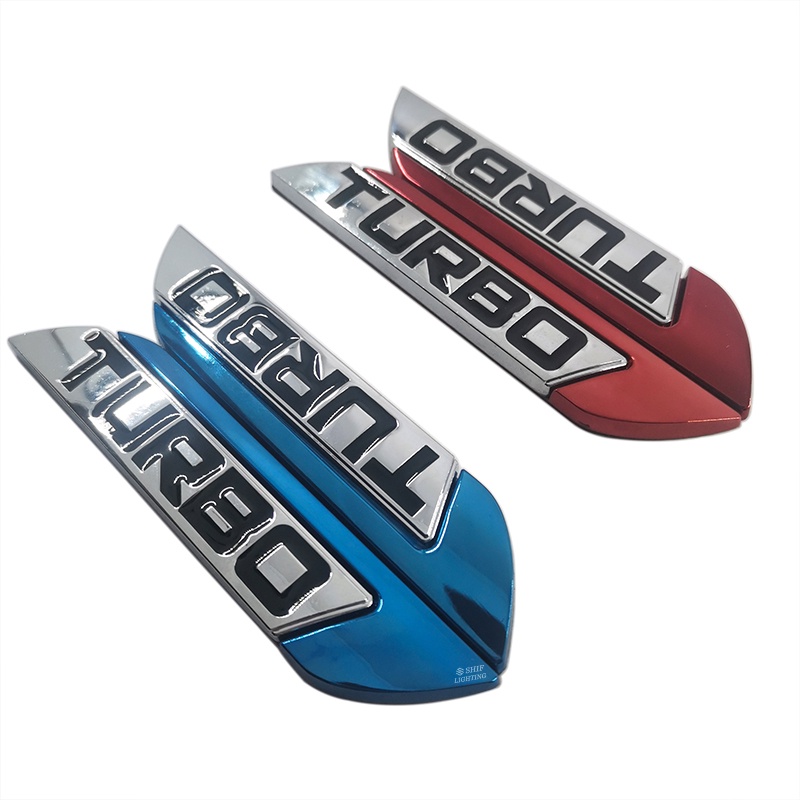 2pcs Stiker Emblem / Badge Logo TURBO Universal Bahan Metal Untuk Dekorasi Fender Body Mobil