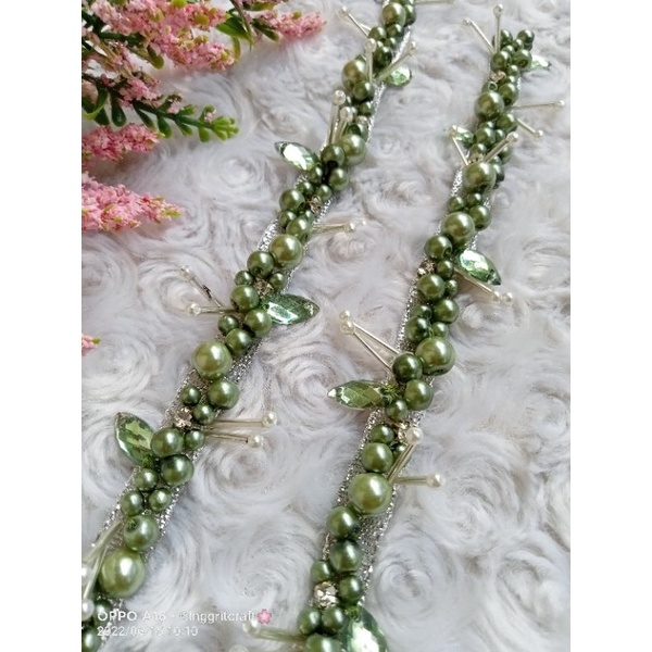 Payet Rangkai/ Mutiara Rangkai Manik Bambu sampan/ Hiasan Kebaya Panjang 20cm