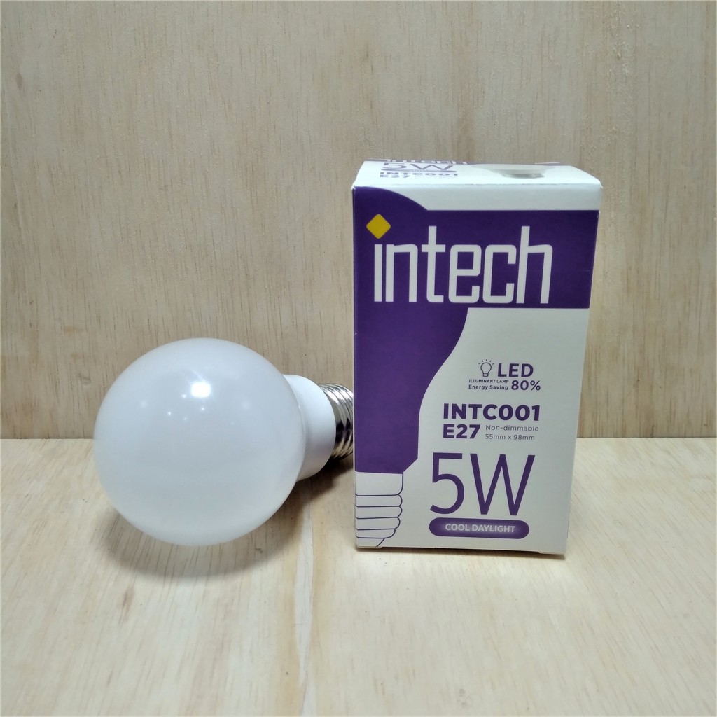 Paket Lampu LED Bulat Intech Putih 5 watt terang / bergaransi / murah