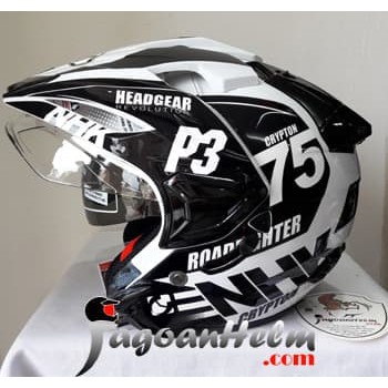 NHK Helm Predator CRYPTON 75 | White Black | HALF FACE DUAL VISOR