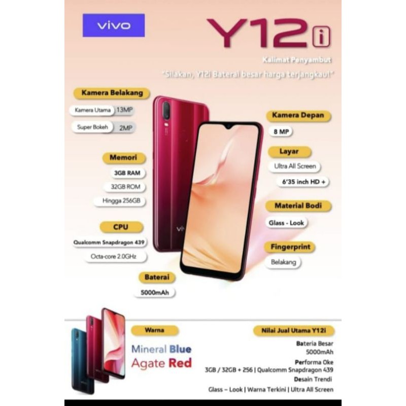 Vivo Y12I Ram 3 GB Garansi Resmi