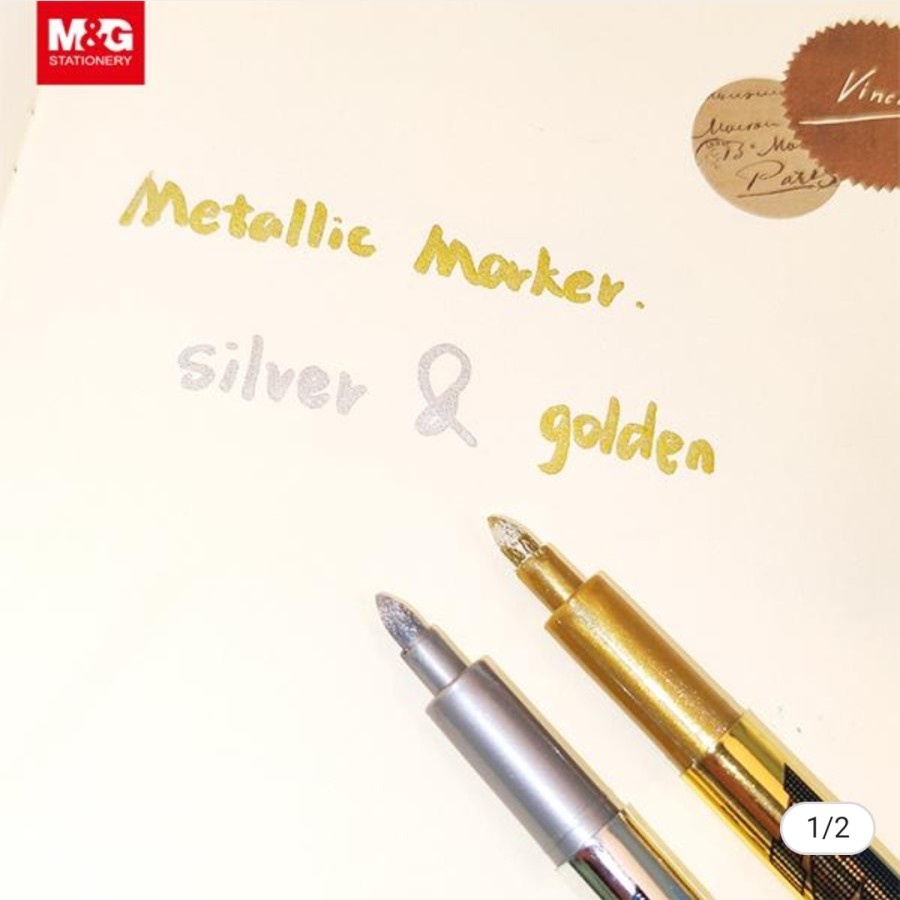 

METALLIC MARKER M&G AWBY-0171 SPIDOL METALIK WARNA GOLD dan SILVER ECER