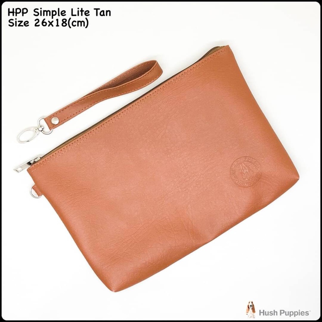 Clutch Handbag Pria Cowok Wanita Cewek Unisex HUSH PUPPIES SIMPLE LITE TAN VINTAGE COKLAT MUDA Kulit