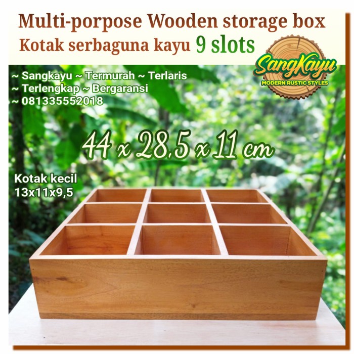 Tempat penyimpanan serbaguna kayu 44x28,5x11 kotak aksesoris storage