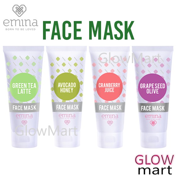 GlowMart ❤ EMINA Face Mask 60ml Green Tea Latte | Avocado Honey | Grape Seed Olive | Cranberry Juice