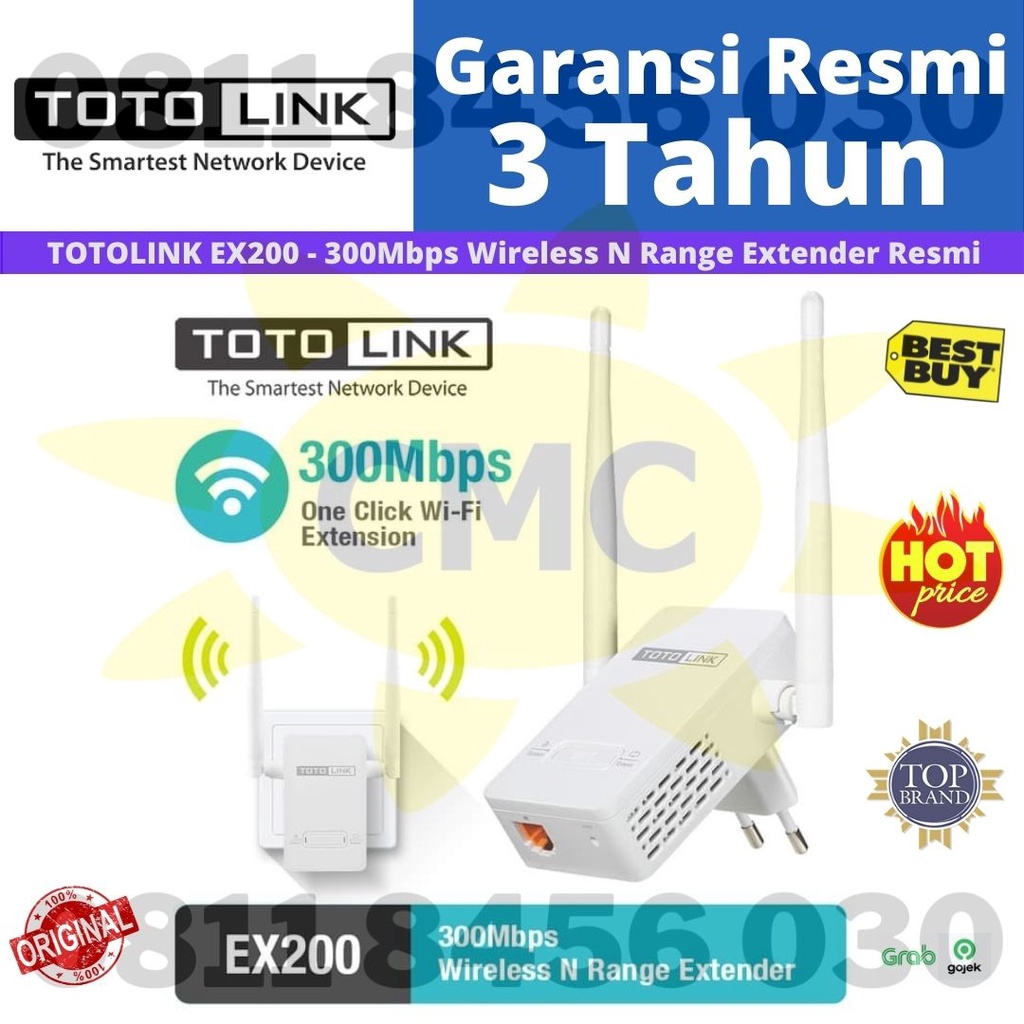 Totolink EX200 Wireless N Range Extender 300Mbps Resmi Perluas sinyal WIFI