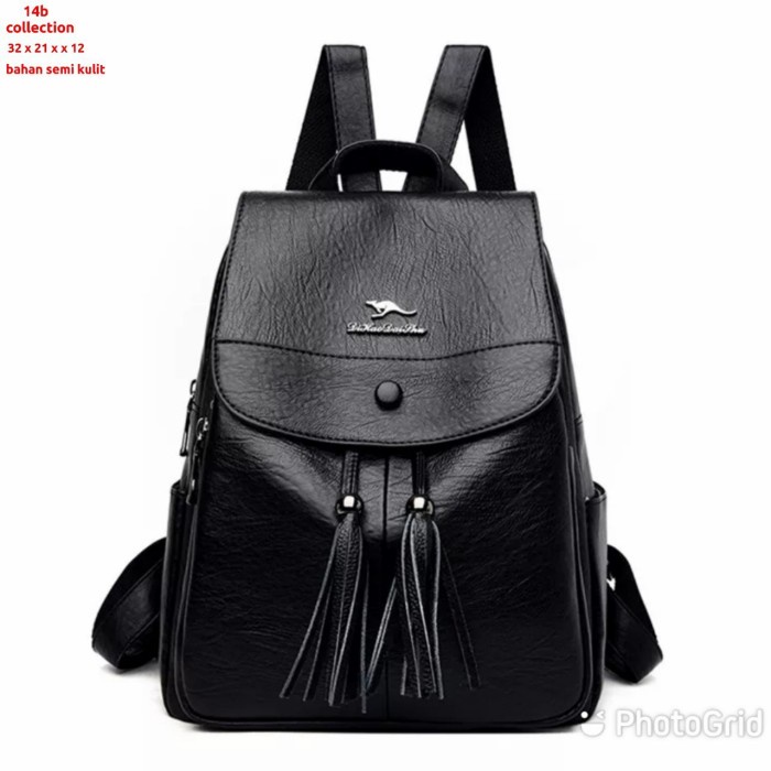 Yaumi Backpack Tas Ransel Wanita Kulit Tas Wanita Ransel Kulit Murah - Hitam
