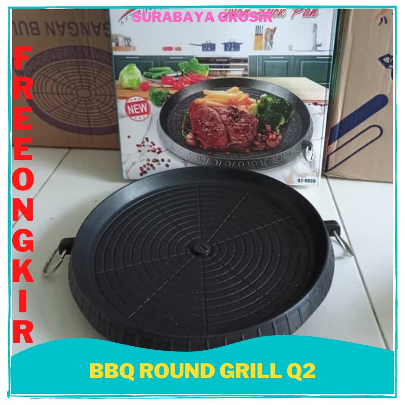 Bbq Round Grill Bulgogi Pan Panggangan Pnggang Bakar Praktis Bebas Minyak Bulat Q2-8930 Praktis Sg