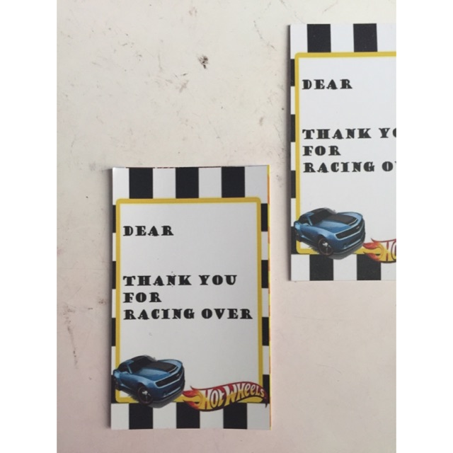 

30 kartu ucapan terima kasih thank you card hot wheels