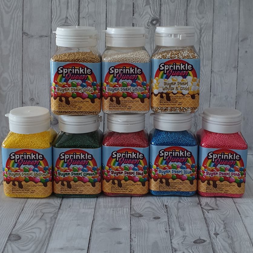 

Sprinkle Queen Sugar Pearl nonpareils Red/White/Pink/Green/Yellow/Gold/W&G/Blue 500 gram