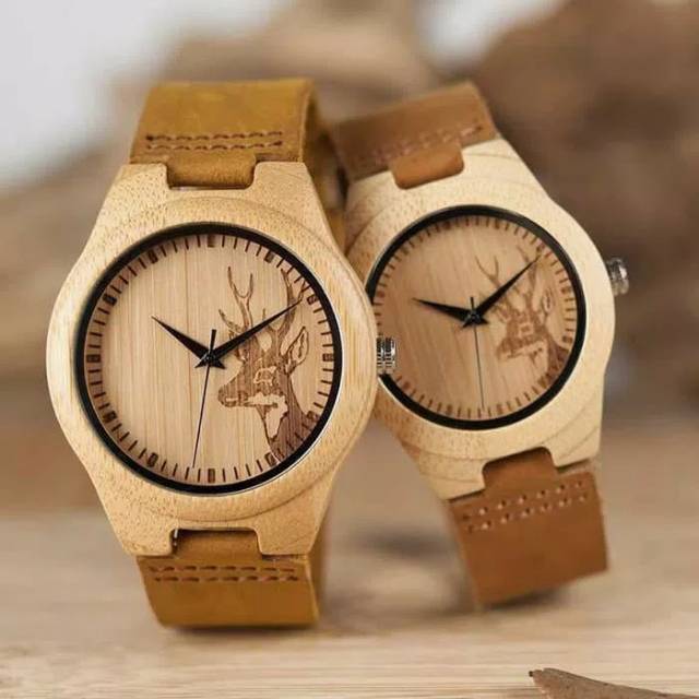 Jam Tangan Pria Wanita Couple Original Jam Tangan Kayu Wooden Watch Bobo Bird BB302