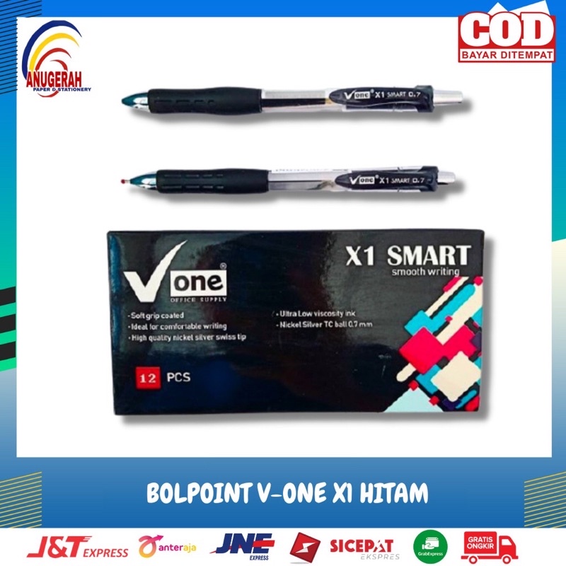 

GEL PEN V-ONE X1 SMART HITAM 0.7 MM