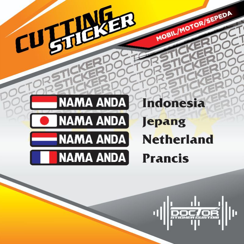 

STICKER MURAH. CUTTING CUSTOM NAMA + BENDERA TERMURAH
