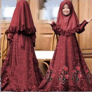  BAJU  MUSLIM ANAK PEREMPUAN GAMIS  BROKAT  KID Shopee  Indonesia