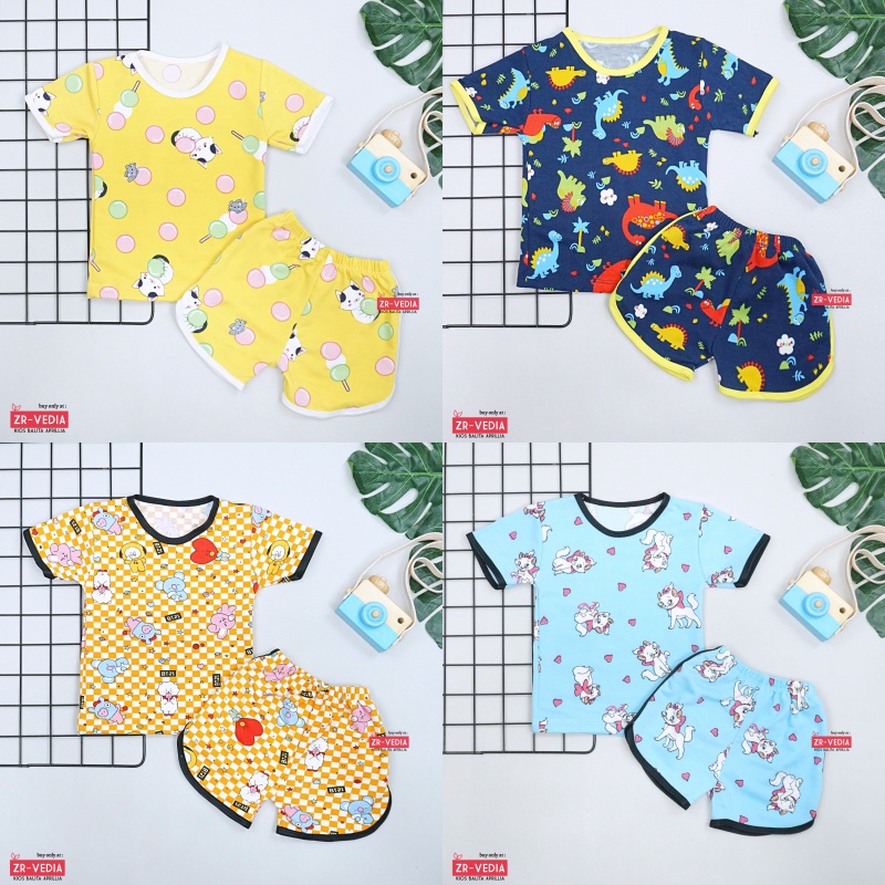 [MOTIF] Set Chuba Chups uk Bayi - 3 Tahun / PREMIUM Baju Baby Perempuan Pendek Setelan Tidur Adem List