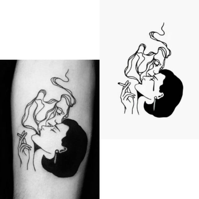 Tato Temporer Anime jepang Geisha Stiker Tato Minimalis - OKOMU