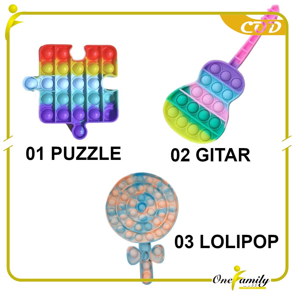 ONE-M131 Mainan Pop It Rainbow Karakter Fidget Push Pop It Among Us Bulat Pop Its Mainan Anak-OTH PELANGI