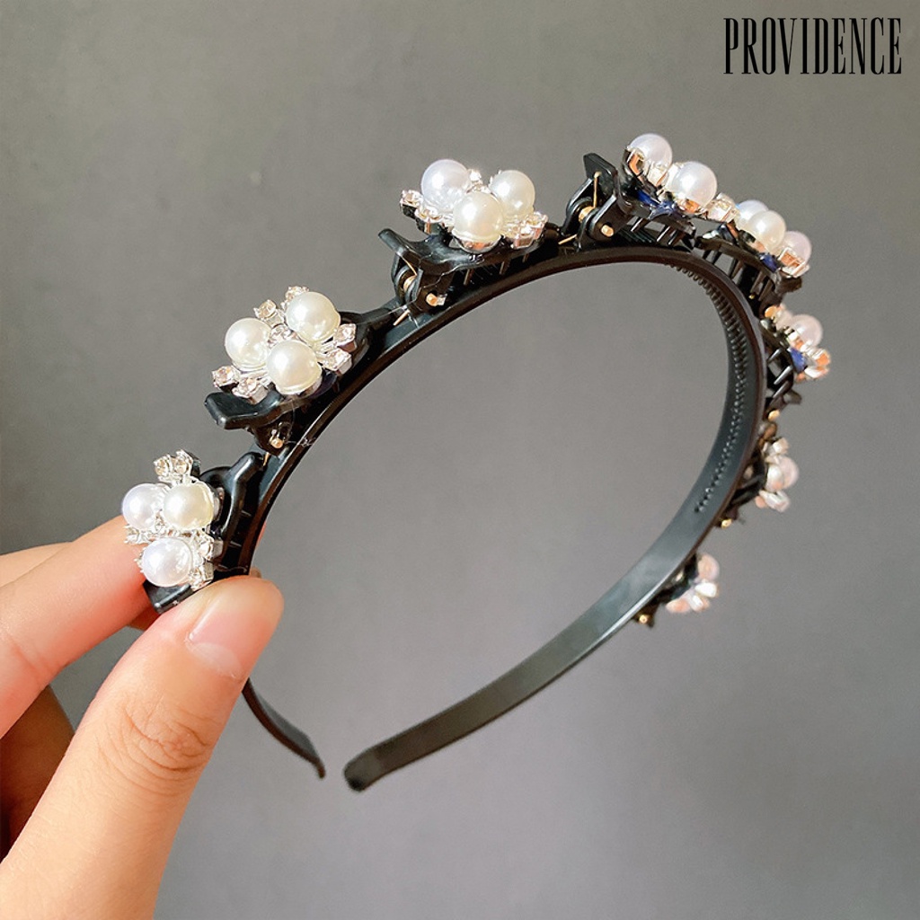 Providence Faux Pearl Eight Small Clips Headband Resin Double Layer Non-slip Bangs Clip Hair Hoop Hair Accessories