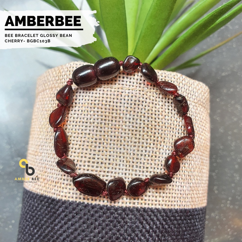 Gelang Amber Baltic Lithuania Balita &amp; Anak Glossy Cherry Bean BGBC103B By Amber Bee