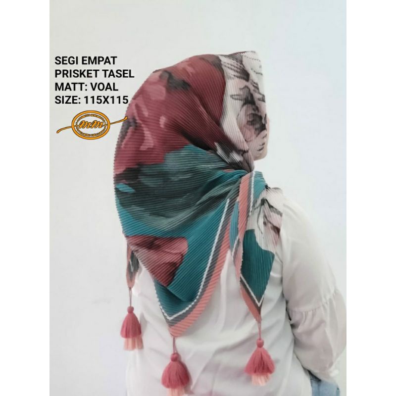hijab voal DENAY KW prisket jambul / kerudung segi empat voal plisket jambul