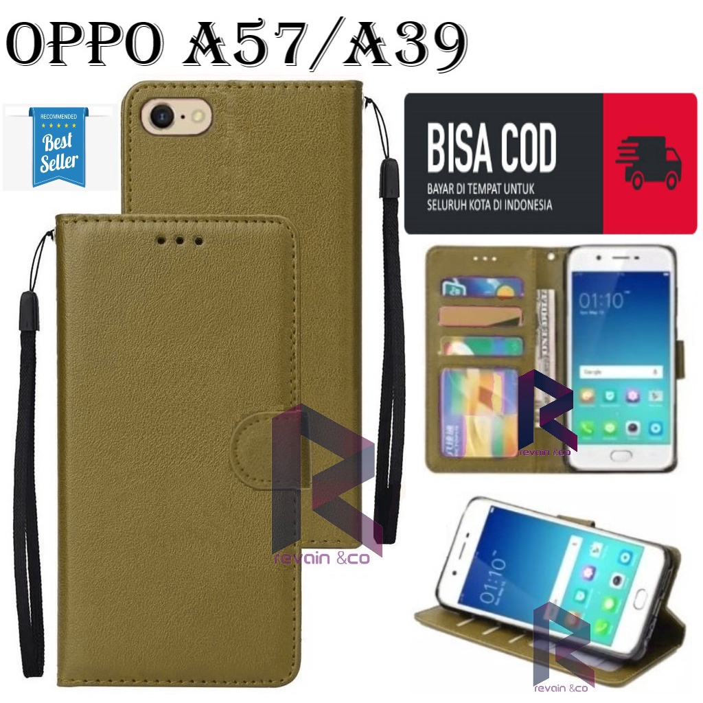 OPPO A57/A39 SARUNG KULIT FLIP WALLET LEATHER KULIT PREMIUM SARUNG BUKA TUTUP FLIP CASE OPPO A57 A39