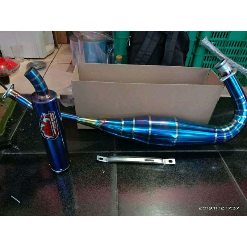 Knalpot Ninja R RR dan SS full blue full stainles suara kemrincing