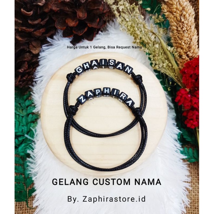 ZaphiraStore COD (BELI 10 GRATIS 1) Gelang Tali Nama/Inisial CUSTOM | GELANG HURUF Dadu