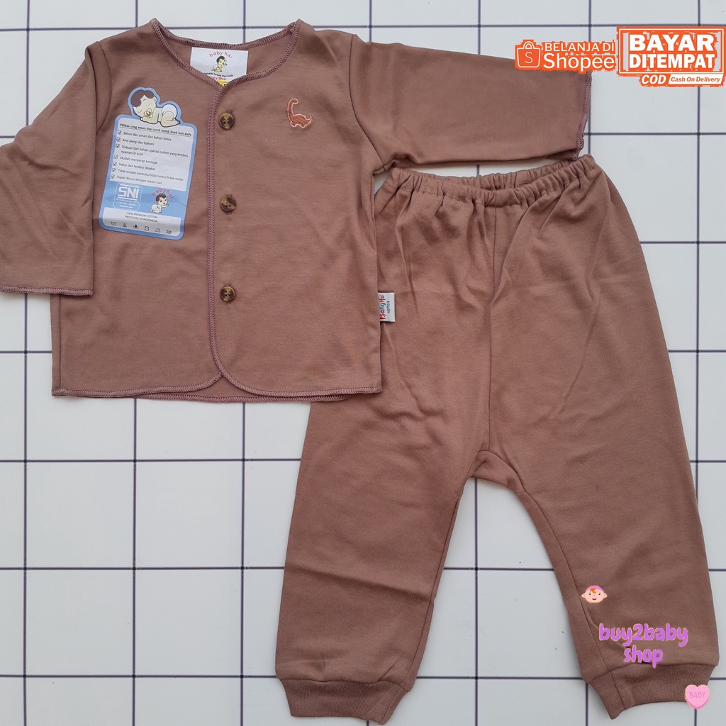 Setelan Piyama Panjang Bayi Bahan Premium BABYHAI Brown Series 1 PCS